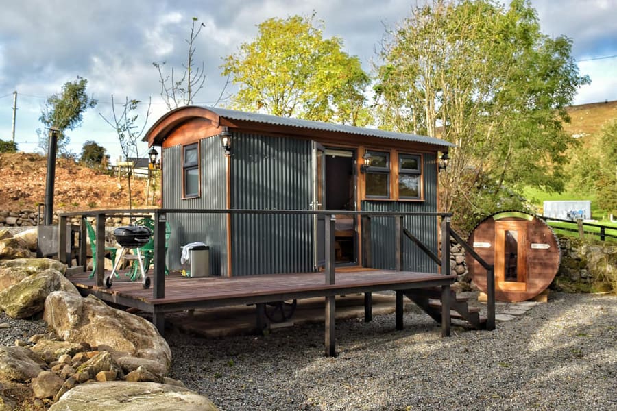 Wicklow's St Kevin's Shepherds Hut and Whiskey Barrel sauna