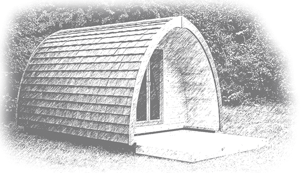 drawing of a glamping pod
