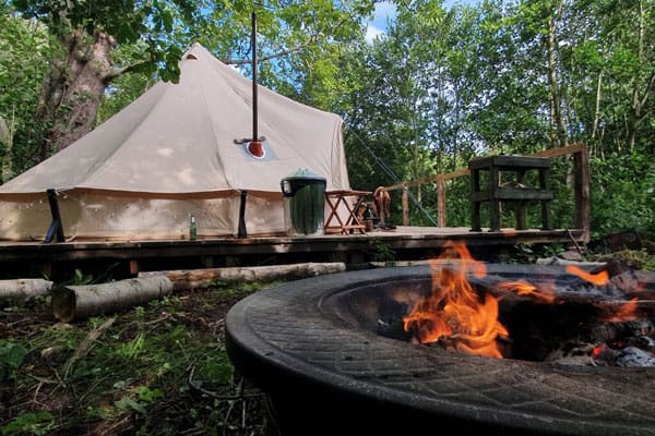 Northumberland Bell Tent in the Woods outside