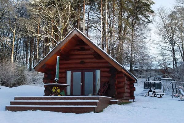 Authentic Log Cabin snow