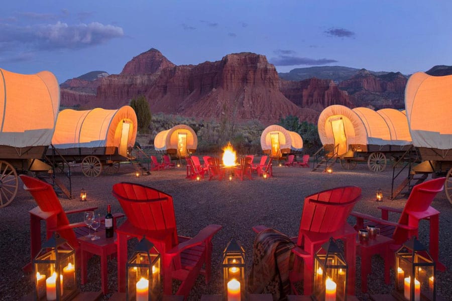 Capitol Reef Glamping Resort covered wagons