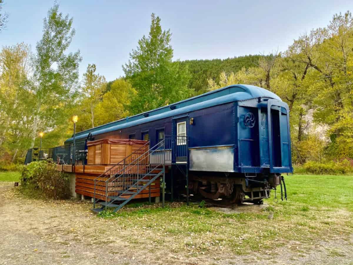 Old train car made into a glamping site