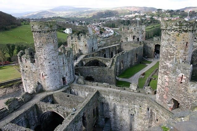 Conwy Castle in Conwy North Wales View of the castle from above