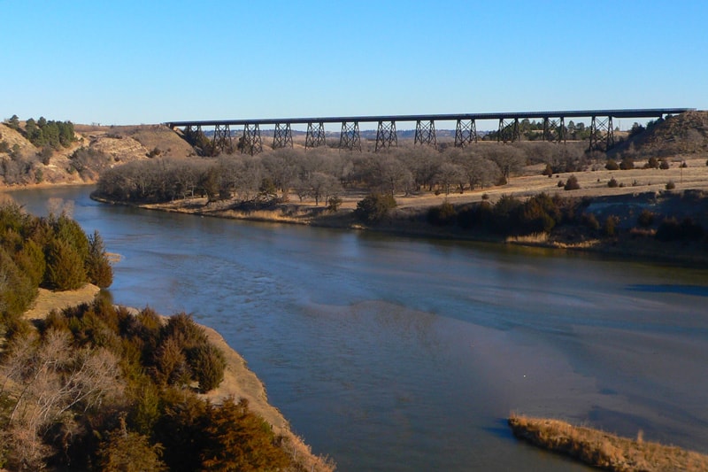 cowboy trail Nebraska view of a trestle over a river