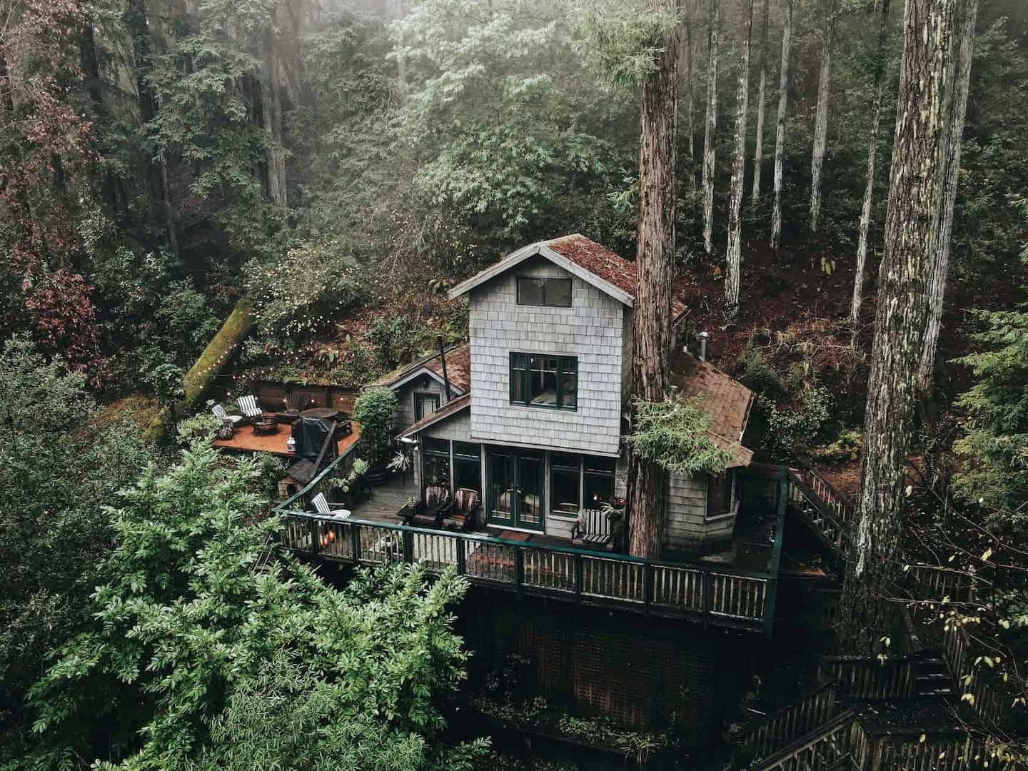 Bay Area glamping treehouse view of the Crows Nest Treehouse