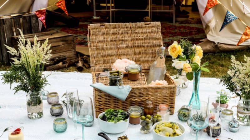 Glamping welcome basket