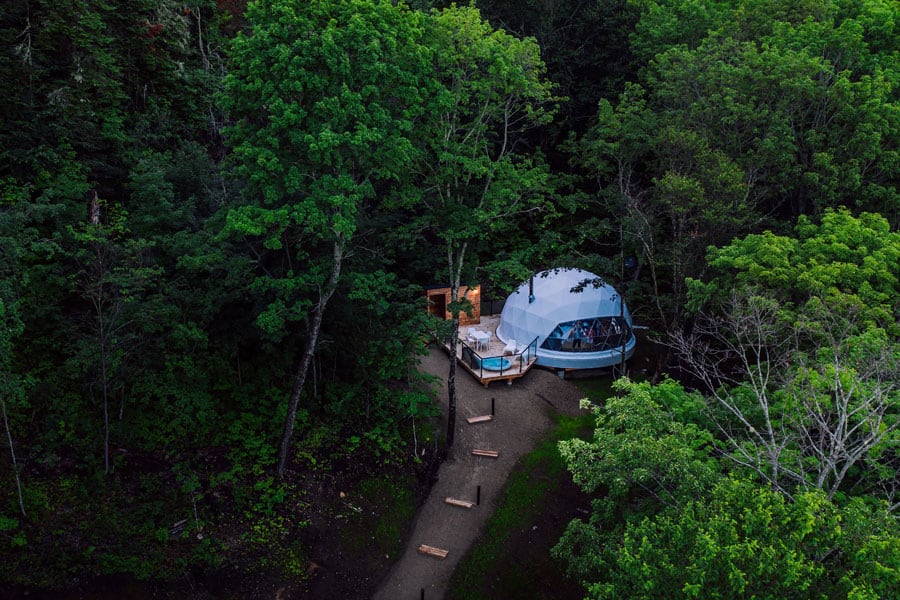 Dômes Charlevoix Eco Camping and Glamping in Canada view from above