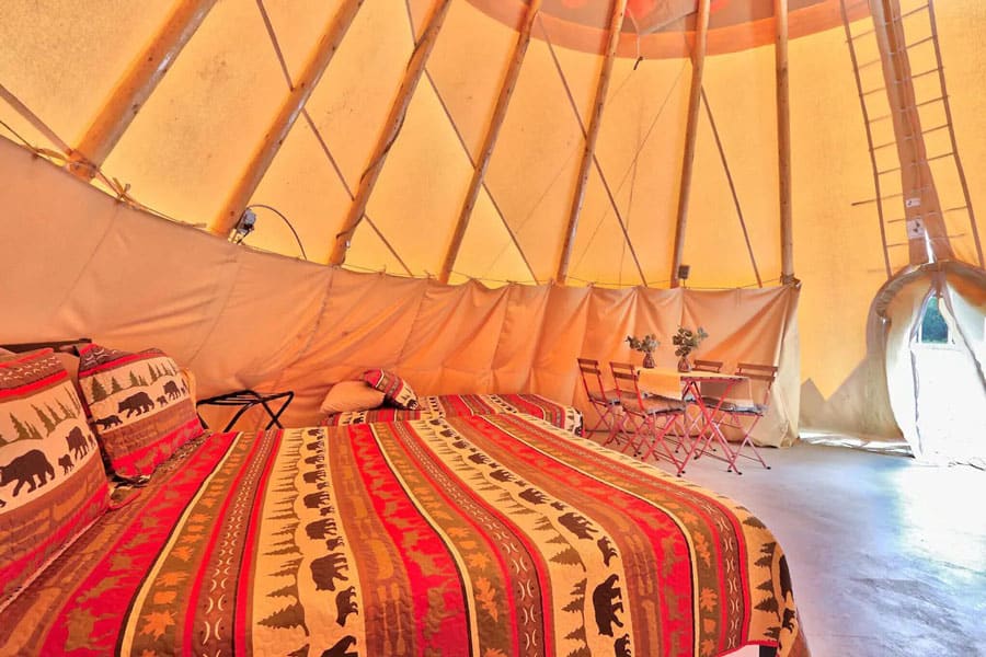 The Driftwoods Tipi inside view