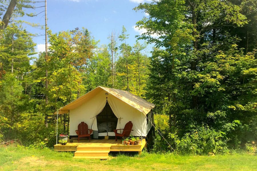 Luxury Tent Glamping Hudson Valley on an Adirondack Farm