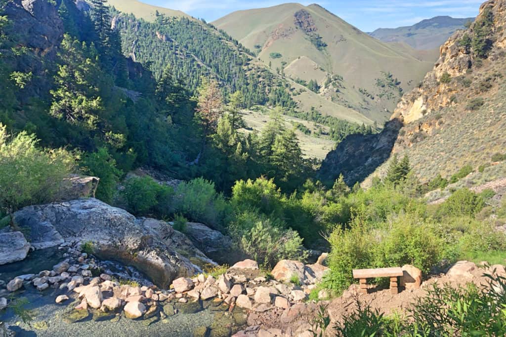 view from goldbug hot springs  while Glamping in Idaho