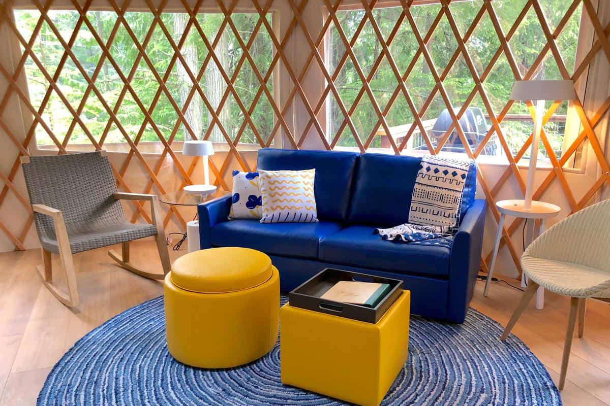 Interior of a glamping yurt in Washington