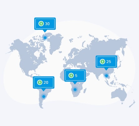 prices from around the world map