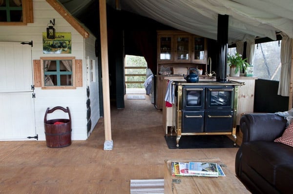 inside view of a glamping tent