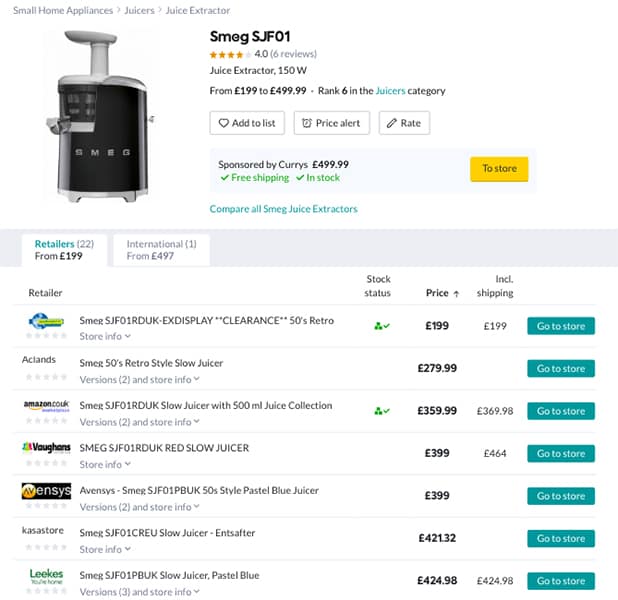 price comparison