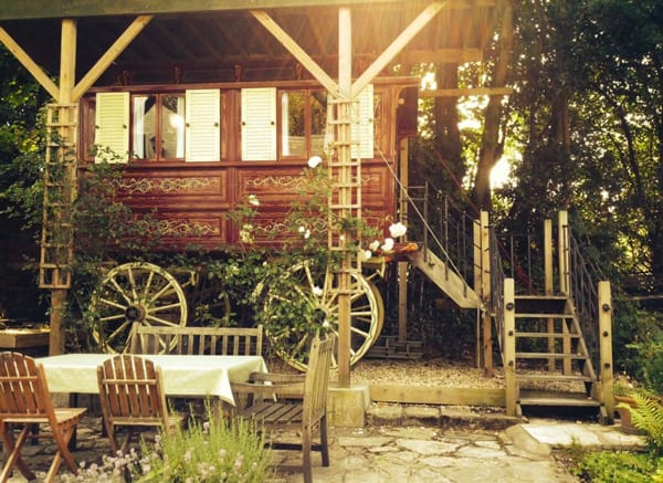 gypsy wagon glamping new forest view of the outside
