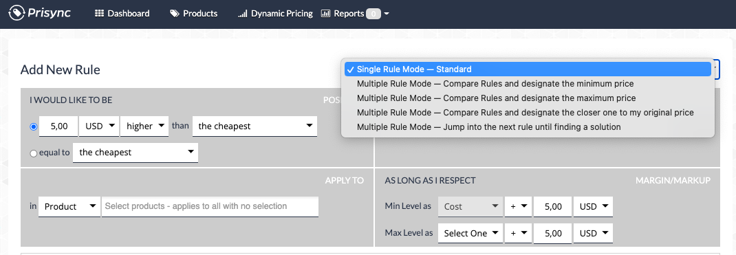 add new rule to your dashboard