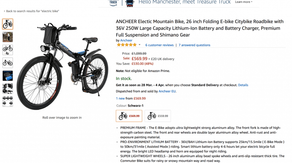 electrics mountain bike on amazon